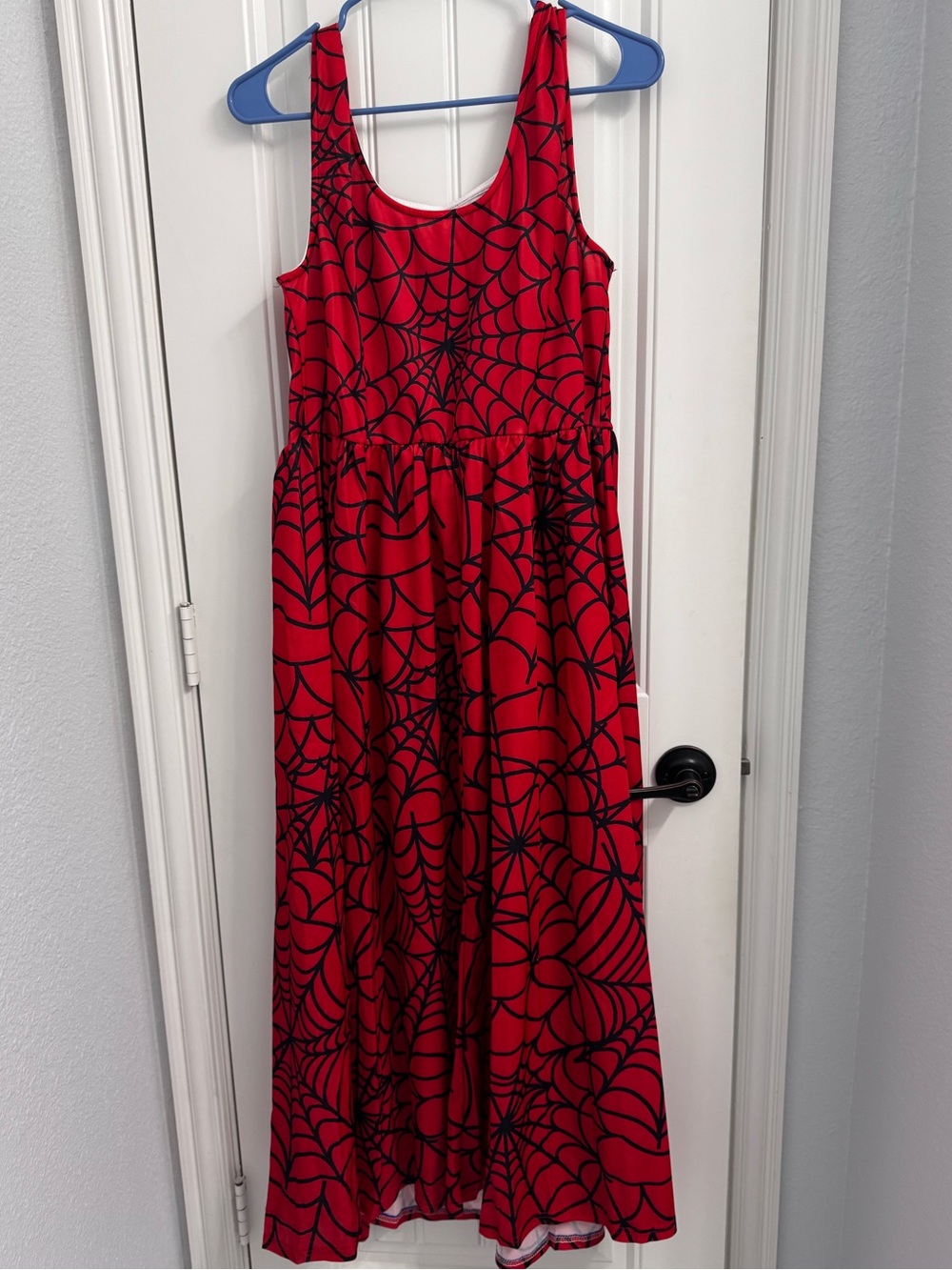 Halloween Red Spiderweb Print Sleeveless Maxi Dress - Picture 5 of 5